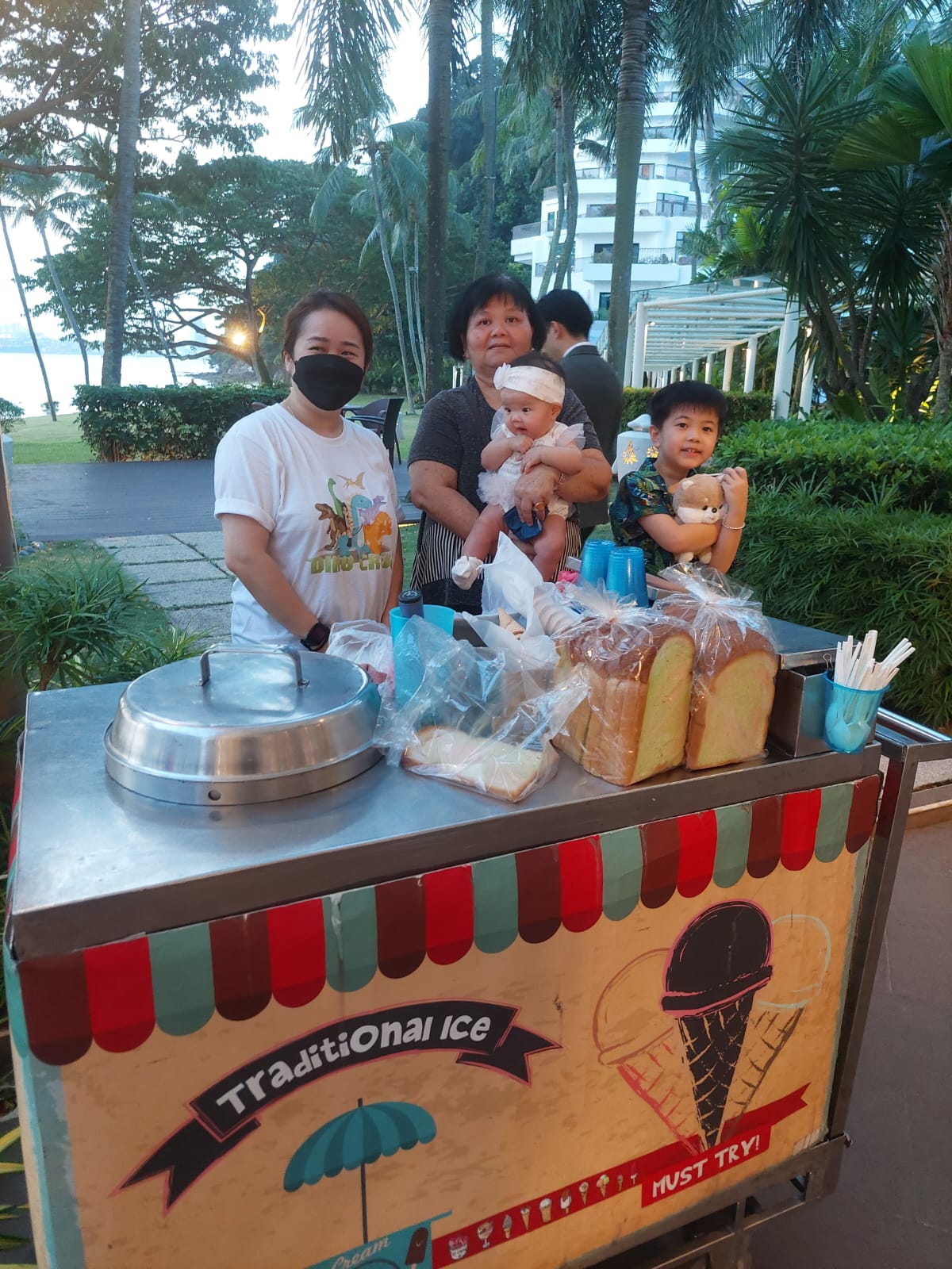 Traditional ice cream cart at outdoor family event