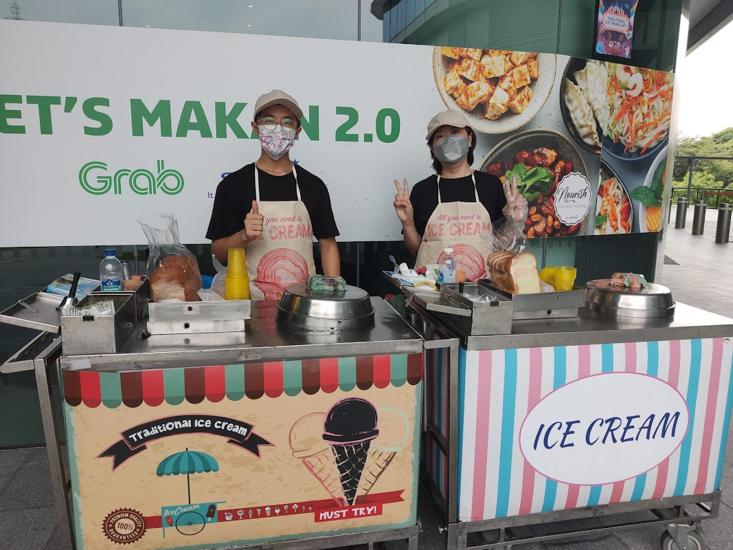 Professional ice cream station at corporate Grab event